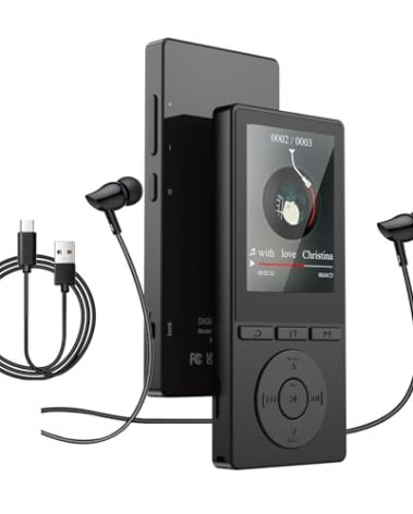 64GB MP3 Player with Bluetooth 5.3, Music Player with HiFi Sound for Sports Runners, 2.4" Screen MP3 Player Built in HD Speaker Voice Recorder FM Radio E-Book, Expanded Up to 128GB, Earphone Included