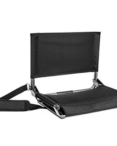 Cascade Mountain Tech Stadium Seat - Lightweight, Portable Folding Chair for Bleachers and Benches - Black, Extra Wide - 20"