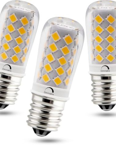 KAKEMONO Dimmable E17 LED Ceiling Fan Light Bulb 4W, 40W Halogen Equivalent,2700K Warm White 120V E17 Intermediate Base for Desk Reading Lamp,Appliance Range Hood Cabinet Chandelier Lighting,3 Pack