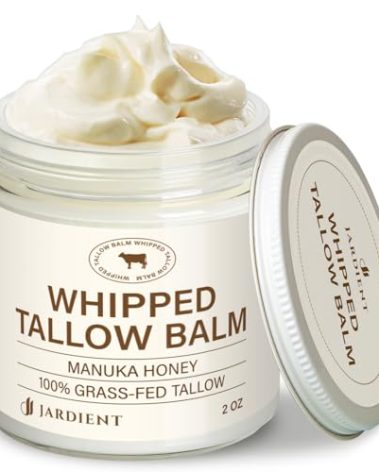 Jardient Beef Tallow Honey Balm for Skin: 100% Grass-Fed Beef Tallow Moisturizer For Face and Body - Organic Moisturizer Cream with Olive Oil Manuka Honey for Eczema and Dry Skin 2OZ