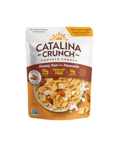 Catalina Crunch Protein Cereal - Breakfast Cereal with 10g of Protein, No Added Sugar - Gluten Free - Honey Nut with Almonds - 8 oz. Bag (Pack of 1)