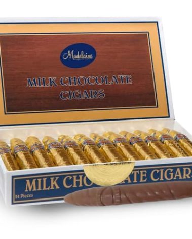 Madelaine Solid Premium Milk Chocolate Cigar Gift Box - Made with Fresh Milk, Cocoa Bean & Swiss-Formulated Chocolate - Ideal for Father's Day - 24 Count Individually Wrapped in an Elegant Hard Box