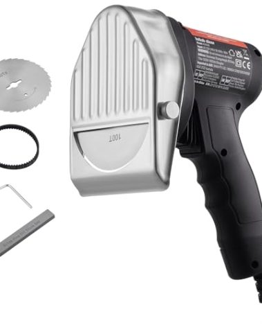 VEVOR Electric Shawarma Knife, 80W Professional Turkish Kebab Knife, Commercial Stainless Steel Gyro Cutter, Doner Kebab Meat Slicer with 2 Blades, Φ4/100mm Blade Diameter, 0-8mm Adjustable Thickness