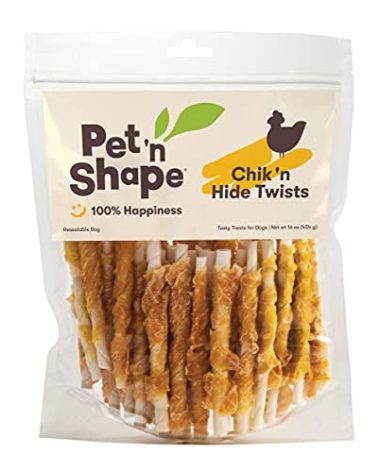 Pet 'n Shape Chik 'n Hide Twists – Chicken Wrapped Rawhide Natural Dog Treats, Small, 16 oz