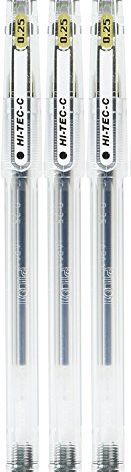 Pilot Hi-Tec-C 025 Gel Ink Ballpoint Pen, Ultra Fine - 0.25mm, Black, LH-20C25-B, 3 Pack