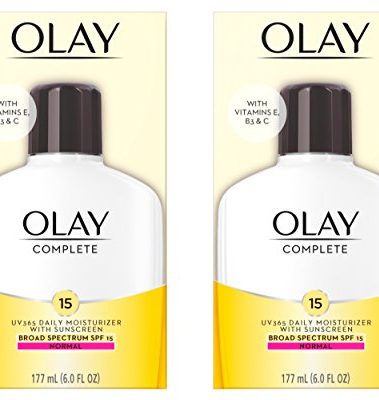 Olay Face Moisturizer, Complete with Sunscreen SPF 15, Daily Facial Lotion for Normal Skin, Lightweight Hydrating Broad Spectrum Sun Protection - Vitamin C, E, and Niacinamide - 6 Oz 2 Pack