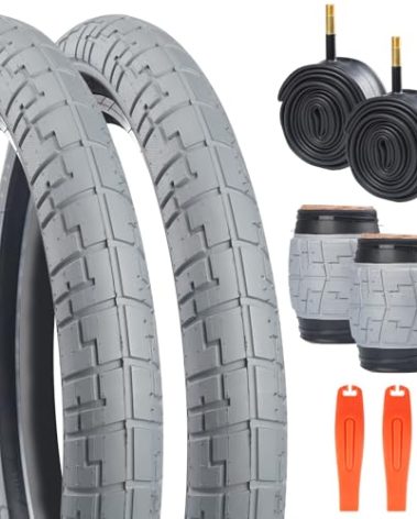 BALINGE 20x2.4 Bike tire BMX 2 Pack Bike Tires 20 inch 20” Bike tire Fits Most Kids Bikes,20 x 2.4 Tubes,20 BMX Tires 2 Pack,Grey-Black - 2 Tires 2 Tubes 2 Levers