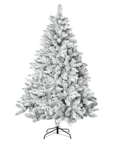Incbruce 7ft Artificial Christmas Tree, Xmas Tree with 1,000 Branch Tips, Flocked Christmas Tree with Metal Stable Stand Base for Indoor and Outdoor Holiday Decoration(White)