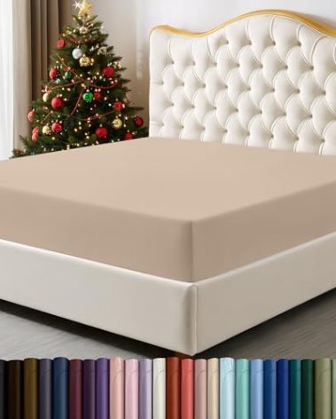 Utopia Bedding King Fitted Sheet - Bottom Sheet - Deep Pocket - Soft Microfiber - Shrinkage and Fade Resistant - Easy Care -1 Fitted Sheet Only (Beige)