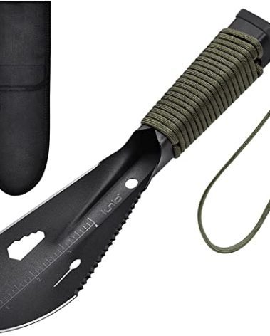 iunio Hiking Trowel, Camping, Backpacking, Portable Shovel, Multitool, Ultralight Camp Tool, with Carrying Pouch, for Gardening, Outdoor, Survival (Black)