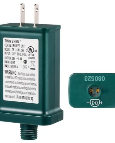 Enhon 29V LED Power Supply, UL Certification LED Transformer Replacement Class 2 Power Supply, Low Voltage Transformer US Plug Adapter for Christmas Tree Light, Green, Right Positive(TS-26WL29V)
