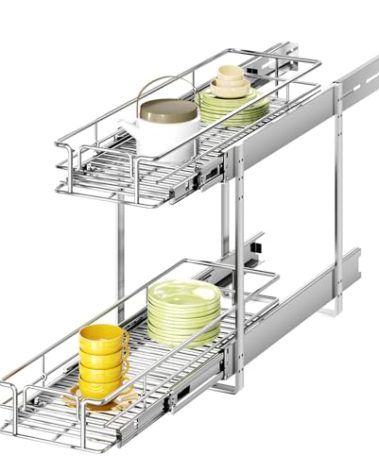 MODCART 2 Tier Individual Pull Out Cabinet Organizer 5½" W x 21½" D, Heavy Duty Cabinet Pull Out Shelves, Slide Out Drawers Organization for Kitchen Cabinets Bathroom