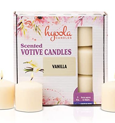 HYOOLA Scented Votive Candles - Vanilla Votive Candles -12 Hour Burn Time - 9 Pack - European Made