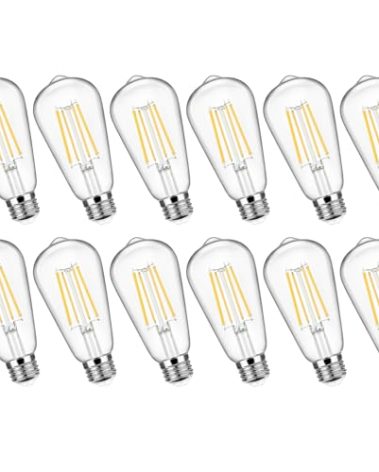 12-Pack Vintage E26 LED Edison Bulbs 100W Equivalent 1400LM High Brightness 8W ST58 LED Filament Light Bulbs 4000K Daylight White Medium Base CRI90+ Antique Clear Glass for Home Office, Non-dimmable