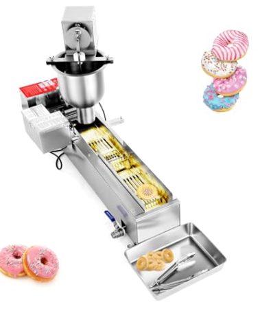 VEVOR Commercial Automatic Donuts Machine, Single Row Donuts Making Equipment, Stainless Steel Frying Auto Fryer, with 3 Size Molds, Auto Counting