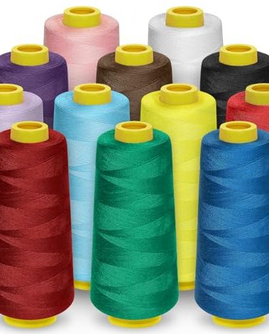Stiverse 12 Pack Serger Thread Cones, 1800 Yards Each Spool Overlock Thread, PolyesterThread 40s/2 for Serger&Overlock, Quilting, Piecing, Sewing Machine