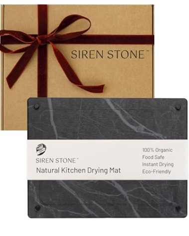Siren Stone Natural Dish Drying Mat – Eco-Friendly, Rapid-Dry Technology | Modern Design | Non-Toxic | BPA-Free Kitchen Mat by Female-Founded USA Brand | Durable & Sustainable