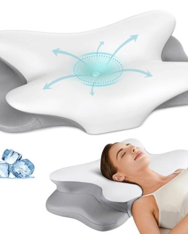 Cervical Neck Pillow for Pain Relief - Ergonomic Side Sleeper Pillow for Neck Support, Cooling Memory Foam Pillows for Sleeping, Contour Pillow Orthopedic Bed Pillow for Back Stomach Sleepers