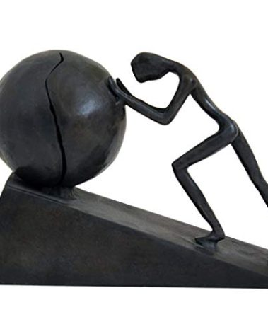 Briskfeel Man with Sphere Iron Statue Metal Sculpture Sportsman Art Metal Ornament Figurine Home and Office Decor (B2 Strong)