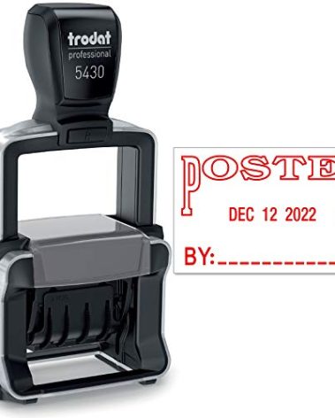 Trodat 5430 Professional Self-Inking Date Stamp with Posted - Red Ink
