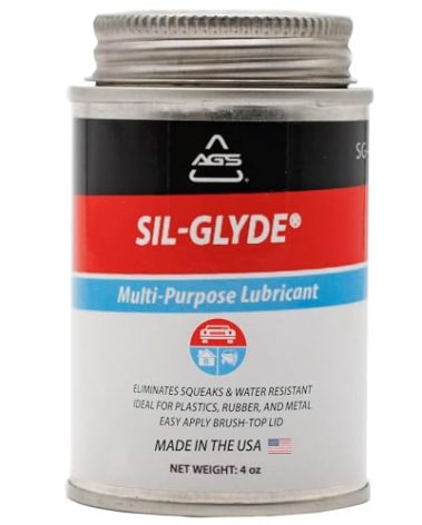 AGS Automotive Solutions SIL-Glyde Brush Top Can Multi-Purpose All-Weather Lubricating Compound for All Surfaces, 4 oz Lubricant Can, Silicone Lubricant, Ensure Friction Resistance
