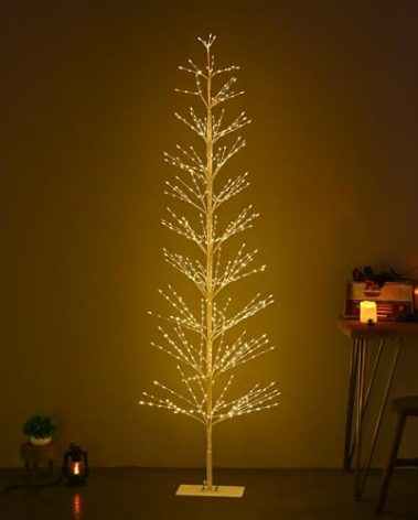 7FT Birch Tree with 736 LED Lights, Artificial Tree IP44 Waterproof Twinkle Light White Christmas Tree for Indoor Outdoor Festival Wedding Party Christmas Decorations (7FT/736LED)