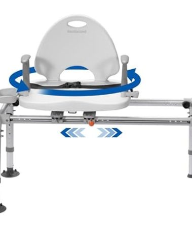 RESTISLAND Heavy Duty Sliding Transfer Bench with Swivel Seat, Rotating Sliding Shower Chair and Bath Safety Seat with Non-Slip Suction Cup