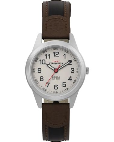 Timex Women's T41181 Expedition Field Mini Black/Brown Nylon/Leather Strap Watch
