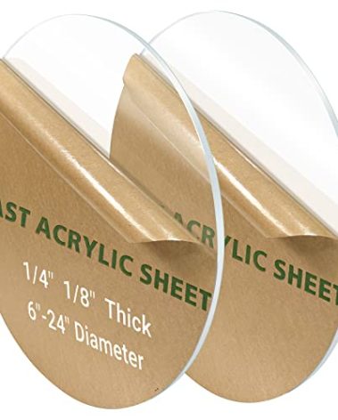 2 Pieces 1/4" Round Plexiglass Sheet, 10 Inch Diameter Clear Acrylic Circle, Round Cake Disk Acrylic Sheet, Plexiglass Table Top, Acrylic Backdrop