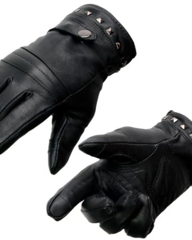 Milwaukee Leather MG7755 Women's Black Leather ’I - Touchscreen Compatible’ Thermal Lined Motorcycle Gloves W/Gel Palm - Medium