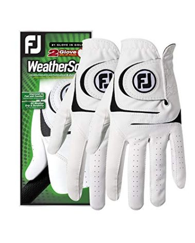 FootJoy Men's WeatherSof 2-Pack Prior Generation Golf Glove White Medium/Large, Worn on Right Hand
