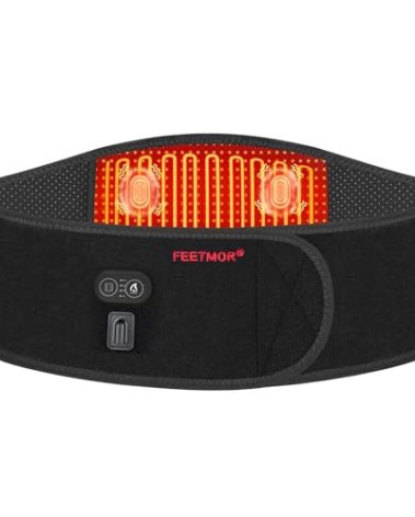 FEETMOR Heated Waist Belt, Cordless Heating Pad for Low Back Electrical Heating Rechargeable Battery Powered，Upgraded Version (with Vibration Function (Waistline 29"-57", Back Heating - Upgraded)