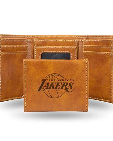 Rico Industries Laser Engraved Trifold Wallet, Los Angeles Lakers, Brown