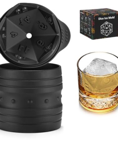TPPICK D20 Dice Ice Mold, DND Gamer Gifts for Men Women, Cool Christmas Stocking Stuffers Ideas for Adults TRGP Lover, Large Silicone D&D Accessories Ice Cube Tray for Cocktails,Bourbon,Whiskey,Game