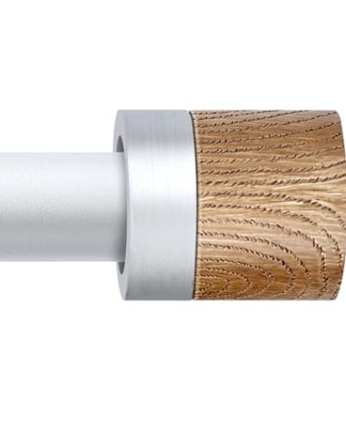 Silver Curtain Rods for Windows 48 to 84 Inches(4-7ft),1 inch Adjustable Window Curtain Rods with Imitation Wood Grain Finials,Heavy Duty Decorative Drapery Rod for Bedroom,Kitchen and patio