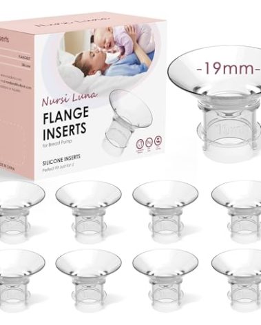 Nursi Luna Flange Inserts 8PCS 19mm for 24mm Flange/Shield, Flange Sizing Kit Silicone Flange Insert, Breastfeeding Essentials Kit for New Moms