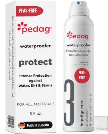 Pedag PFAS-Free Waterproofer | German Made | Heavy Duty Waterproof and Stain Repellent | Canvas & Fabric Spray Protector | Waterproofing Spray and Guard for Boots, Shoes, Tents, Hats, Jackets | 1 Can