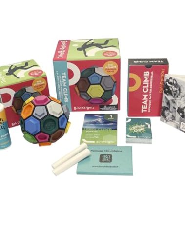 BOULDERBALL Team Climb – Complete Set: Boulderball Basic + Team Climb – Finger Climbing Game for Teamwork & Dexterity – incl. Liquid Chalk – Skill Game for Kids & Adults – Made in Italy