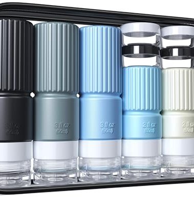 Tocelffe 19 pack Travel Bottles for Toiletries,TSA Approved Silicone Travel Containers jar for Toiletries,Leak Proof 3oz Refillable Liqus Shampoo And Conditioner Travel Essentials toiletry (black)