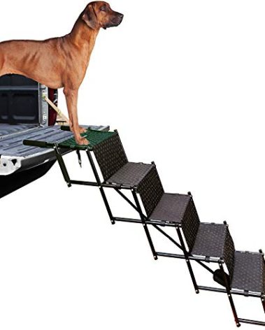 by Unbranded Upgraded Dog Stairs, Metal Frame Foldable Large Dog Step, Lightweight Portable Pet Ladder Ramp for Cars, SUVs and High Bed, 5 Steps