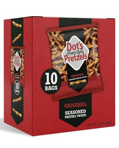 Dot's Homestyle Pretzels Original Seasoned Pretzel Twist Snack, 1oz Individually Sized Bag (10 Count)