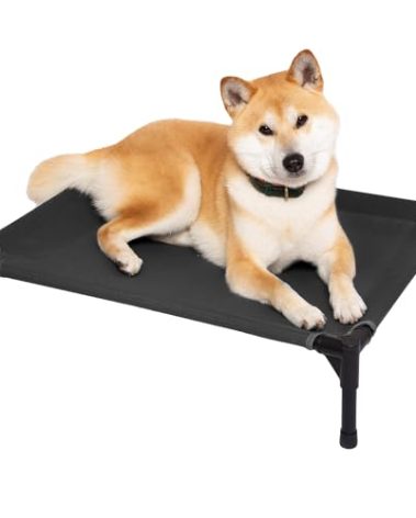 pettycare Elevated Outdoor Dog Bed - Dog Cots for Small Pet, Heavy Duty Raised Cot Waterproof, Cooling Pets Bed with Washable Durable Teslin Mesh and Non Slip Feet, 28 Inches, Black