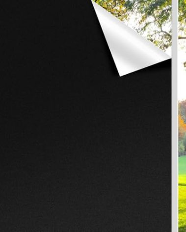 Finnez Blackout Window Privacy Film No Glue Necesary Static Cling,Anti-UV,Black Window Film 100% Light Blocking for Home Or Office