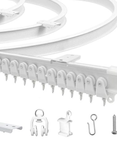 JIHXYER Flexible Bendable 16.4ft (5m) Curved Ceiling Mount Curtain Track, PVC White Matte, for Home, Office, RV, Bathroom