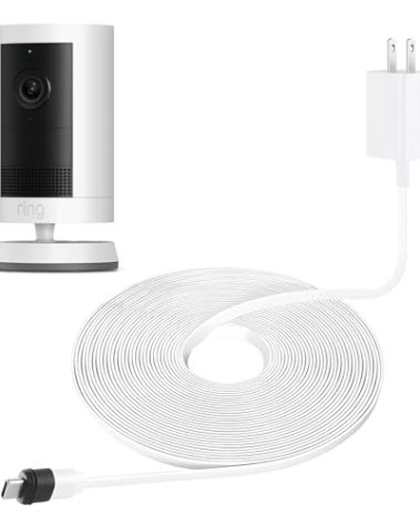 25ft/7.5m Weatherproof Charger Cable for Outdoor Cam Plus,Spotlight Cam Plus/Pro(Battery), with Power Adapter Continuously Charging Your Security Camera