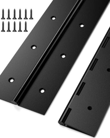 2Pcs Heavy Duty Piano Hinge 24'' x 3'' Open Width, 0.060'' Leaf Thickness Stainless Steel Continuous & Piano Hinge for Folding Furniture, Cabinet, Storage, Heavier Doors and Lids (Black)
