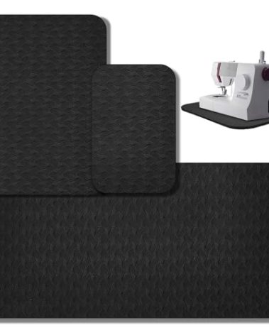 Drydiet 3 Pcs Sewing Machine Muffling Mat Pedal Mat Sewing Machine Pad No Slip Rubber Stay in Place Mats for Calms Vibration(Black,15 x 20 Inch,14 x 9 Inch,17 x 36 Inch)