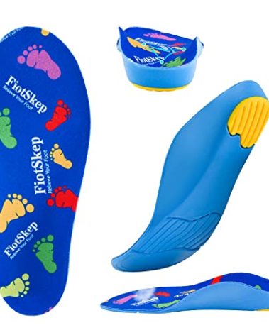 FiotSkep Kids Arch Support Orthotics Over-Pronation Plantar Fasciitis Flat Feet PU Foam Inserts Relieve Foot Back Hip Leg and Knee Pain, Gel Cushion for Heel Pain