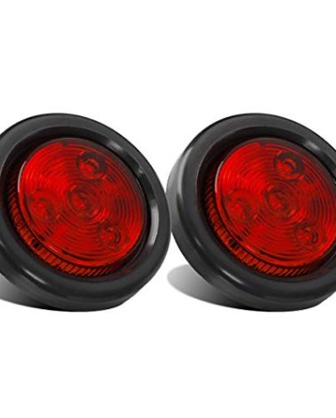 Partsam 2pcs Red Led Trailer 2" Round w/Plug & Grommet Kits, Marker, Flush Mount, Sealed 2" Round Led Marker Lights for RV Trucks