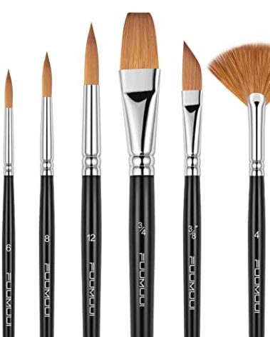 Sable Watercolor Brushes Professional Kolinsky Sable Brushes 7pcs - Dagger, Pointed Rounds, Rigger, Long Flat, Fan Brush Set for Watercolor Gouache Acrylic Inks Painting